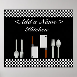 Chequerboard Kitchen Poster Print