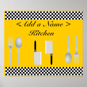 Chequerboard Kitchen Poster Print