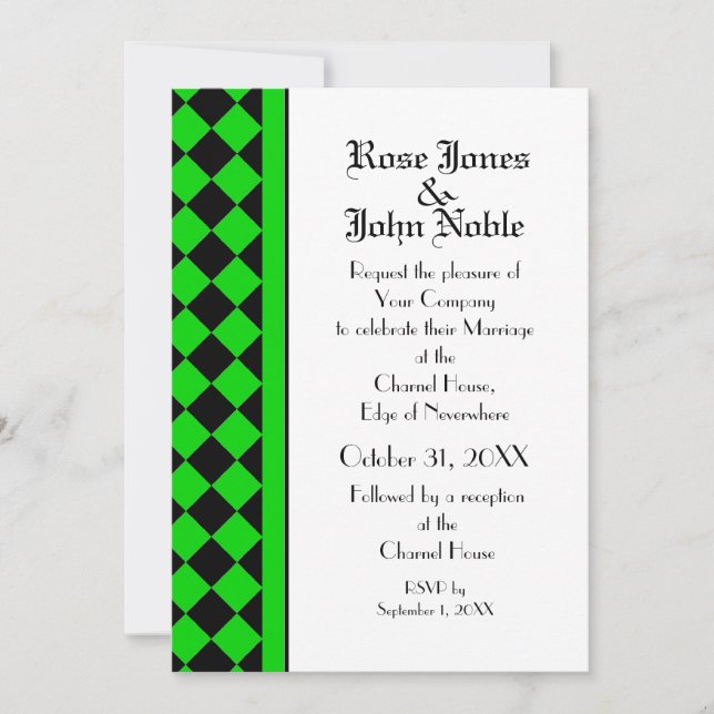 ChequerBoard (Lime) Wedding Invitation (Front)