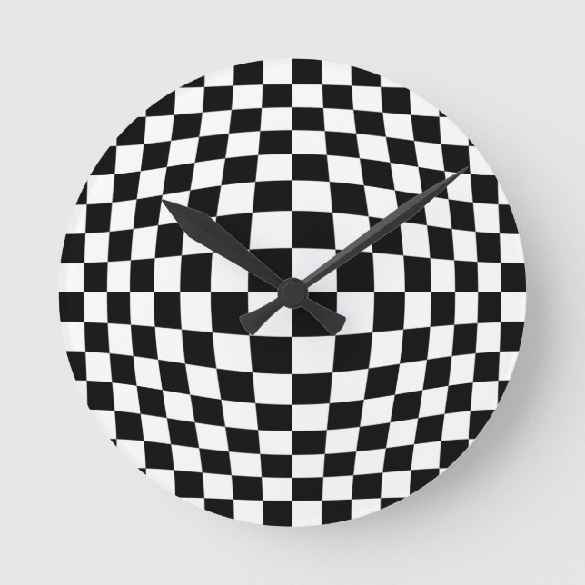 Chequerboard optical illusion round clock (Front)