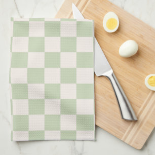 Chequerboard Pastel Green Chequered Sage Check Tea Towel