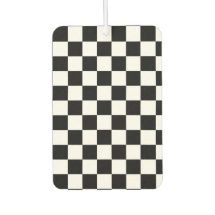 Chequerboard pattern black and white car air freshener