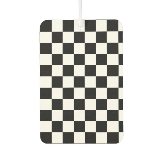 Chequerboard pattern black and white car air freshener (Front)