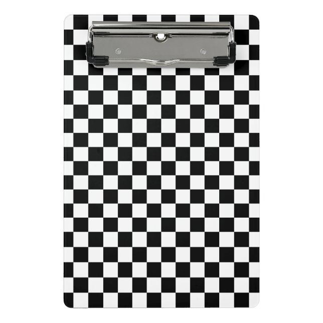 Chequerboard pattern black and white mini clipboard (Front)