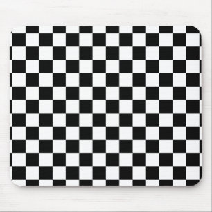 Chequerboard pattern black and white mouse mat