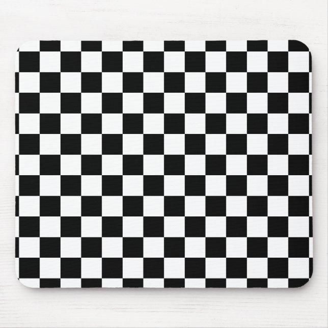Chequerboard pattern black and white mouse mat (Front)