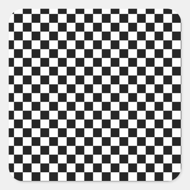 Chequerboard pattern black and white square sticker (Front)