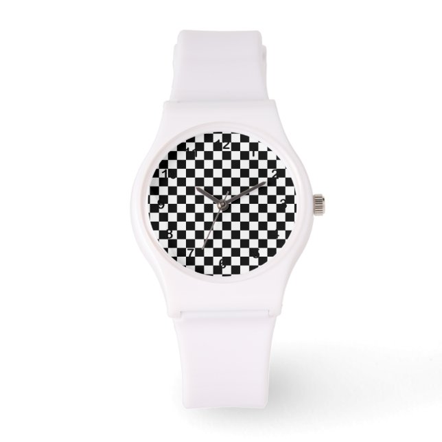 Chequerboard pattern black and white watch (Front)