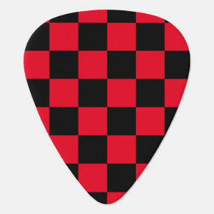 Chequerboard pattern black red guitar pick