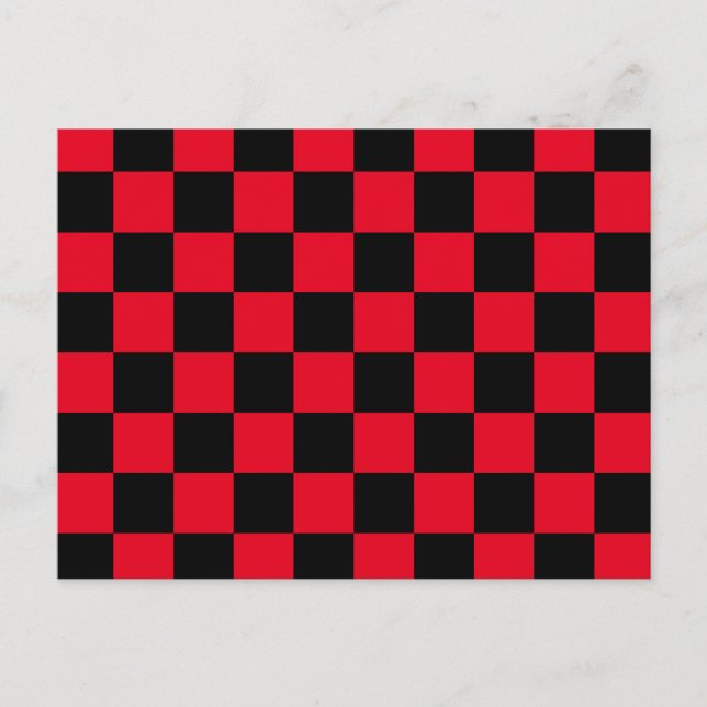 Chequerboard pattern black red postcard (Front)