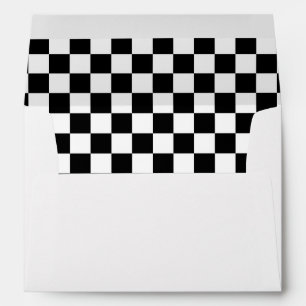 Chequerboard Pattern Black & White Return Address Envelope