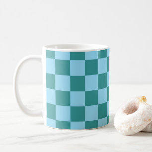 Chequerboard Pattern Green & Blue Coffee Mug