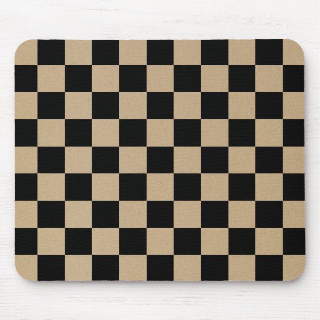 Chequerboard pattern, grid pattern, black squares mouse mat (Front)