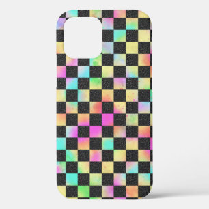 Chequerboard Pattern In 80's Colours iPhone 12 Case