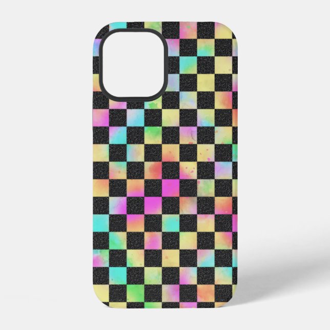 Chequerboard Pattern In 80's Colours iPhone Case (Back)