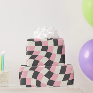  Chequerboard pattern  retro groovy , Y2k Wrapping Paper