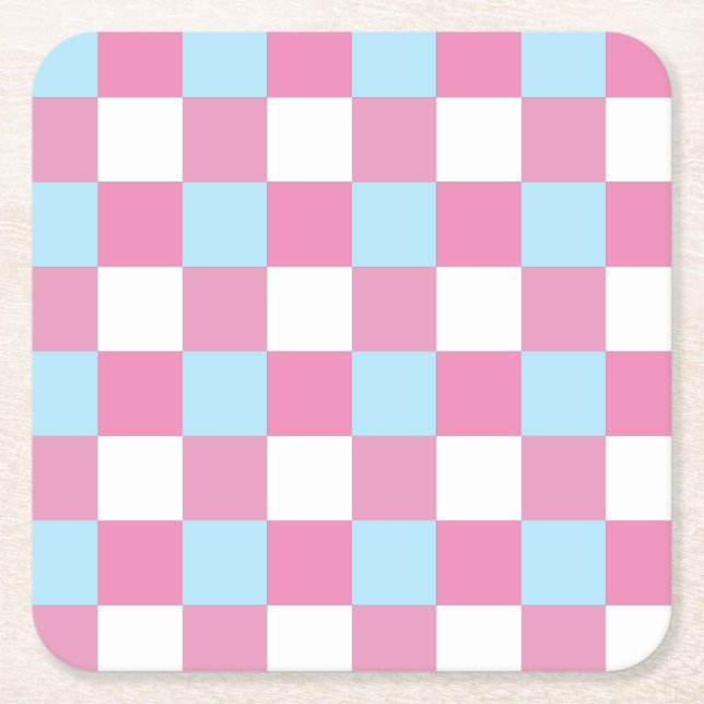 Chequerboard Pattern Square Paper Coaster (Front)