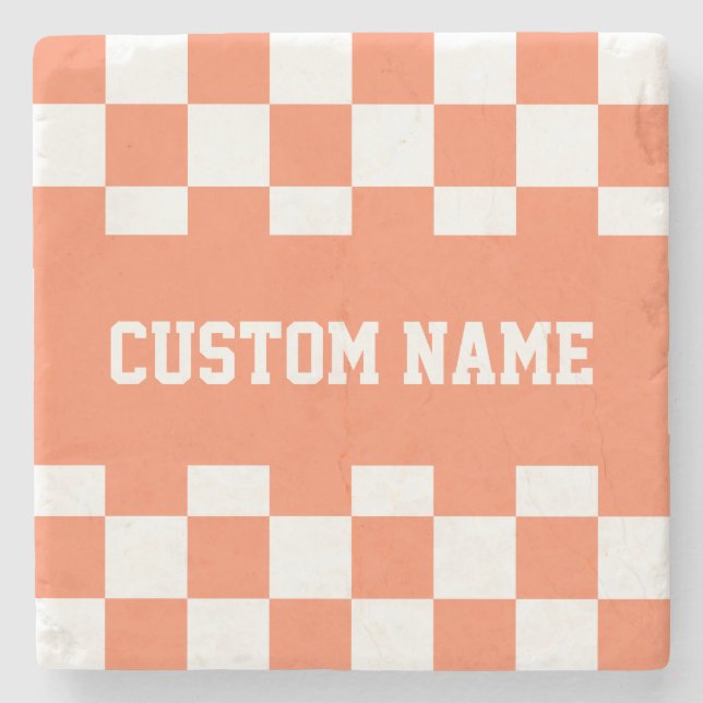 Chequerboard Pattern Stone Coaster (Front)