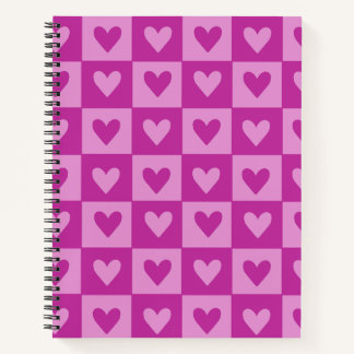 Chequerboard Pink Heart Notebook