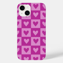 Chequerboard Pink Heart Pattern Phone Case