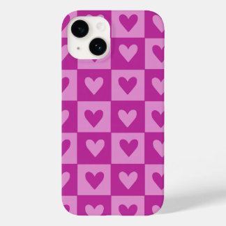 Chequerboard Pink Heart Pattern Phone Case
