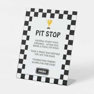 Chequerboard Pit Stop Birthday Pedestal Sign