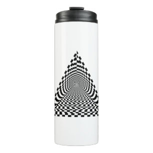 Chequerboard Pyramid Space Black and White Thermal Tumbler
