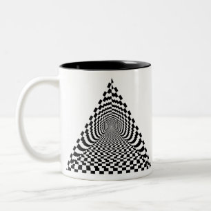 Chequerboard Pyramid Space Black and White Two-Tone Coffee Mug