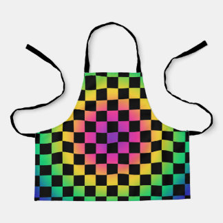 Chequerboard Rainbow Flower Pattern Apron