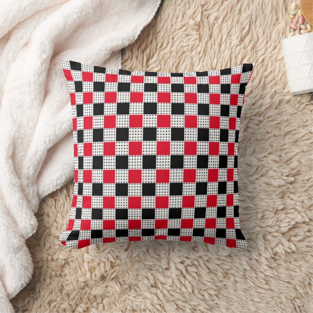  chequerboard red & black Stylish vintage pattern Cushion (Blanket)