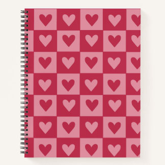 Chequerboard Red Heart Notebook
