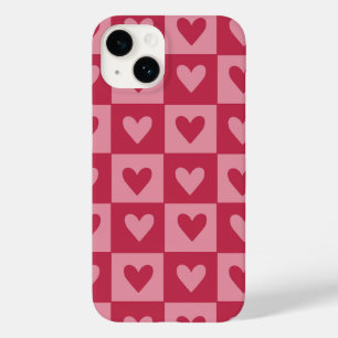 Chequerboard Red Heart Pattern Phone Case