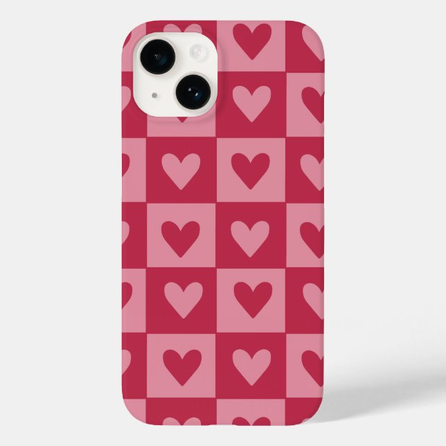 Chequerboard Red Heart Pattern Phone Case (Back)