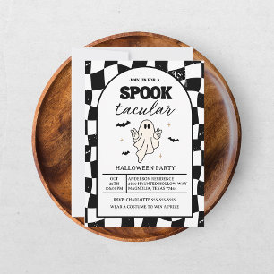 Chequerboard Retro Spooktacular Halloween Invitation