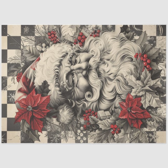 Chequerboard Santa Clause Tissue Paper (Front)