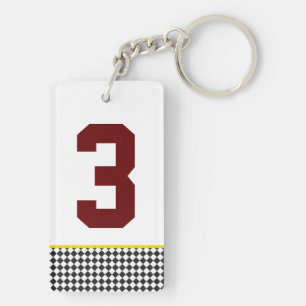 chequerboard sports team colours single NUMBER fun Key Ring