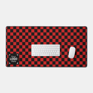 Chequerboard True Red / Black - Your Business Logo Desk Mat