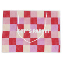chequerboard valentine plaid red pink cream preppy