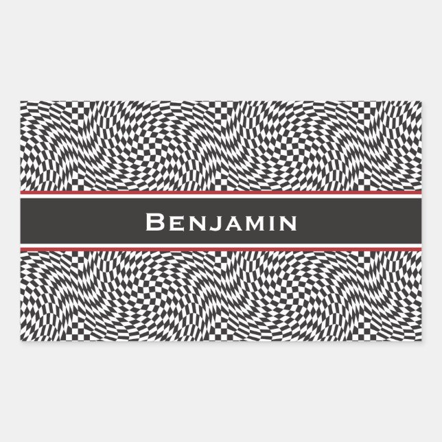 Chequerboard Warp Rectangular Sticker (Front)