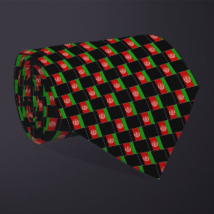 Chequered Afghanistan Flag Pattern Tie
