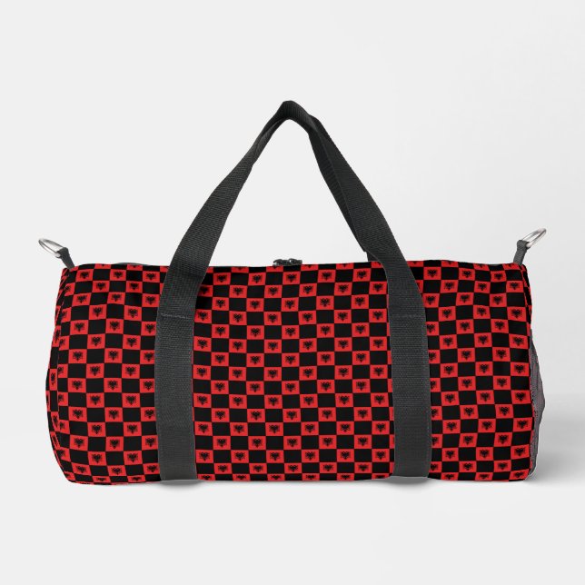 Chequered Albania Flag Pattern  Duffle Bag (Front)