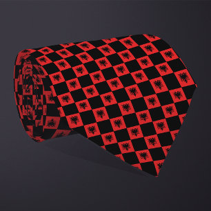 Chequered Albania Flag Pattern Tie