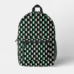 Chequered Algeria Flag Pattern Printed Backpack