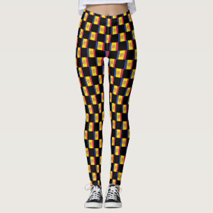 Chequered Andorra Flag Pattern Leggings