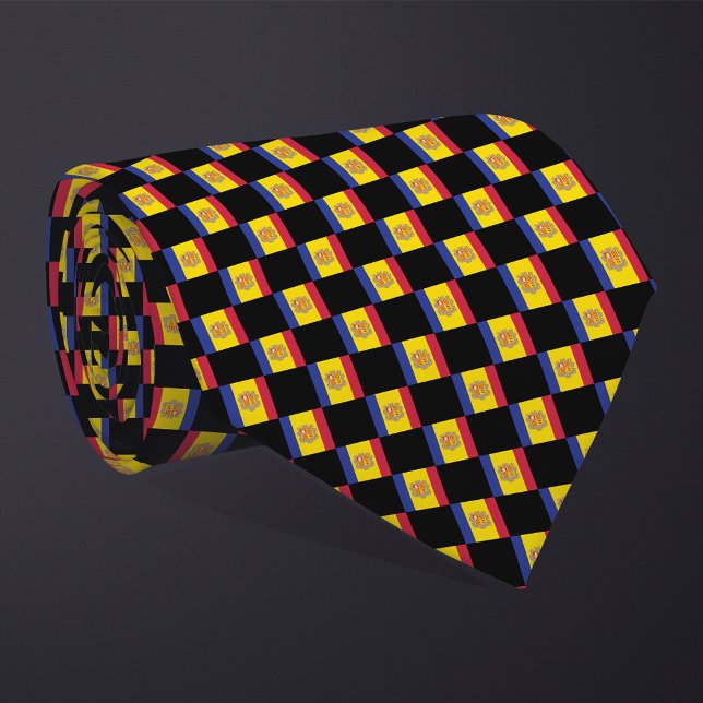 Chequered Andorra Flag Pattern  Tie (Creator Uploaded)