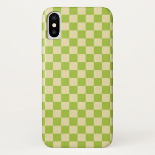 Chequered Apple Green and Beige iPhone X Case