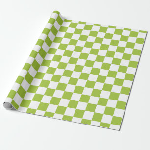 Chequered Apple Green and White Wrapping Paper