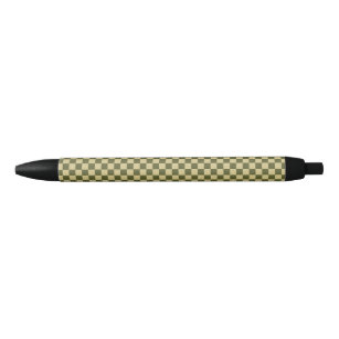 Chequered Army Green and Khaki Black Ink Pen