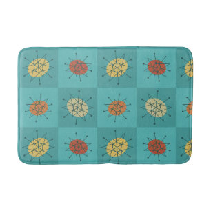 Chequered Atomic Age Turquoise Bath Mat