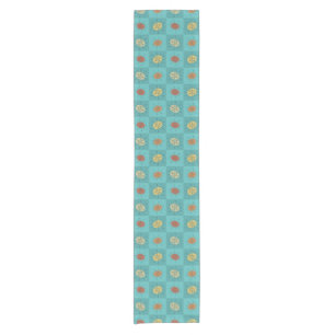 Chequered Atomic Age Turquoise Short Table Runner